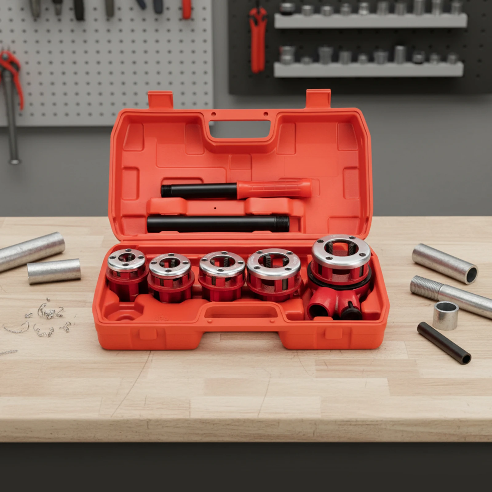 Pipe Threader Ratchet Kit, Manual Pipe Threading Kit with 5 Dies 3/8",1 ...