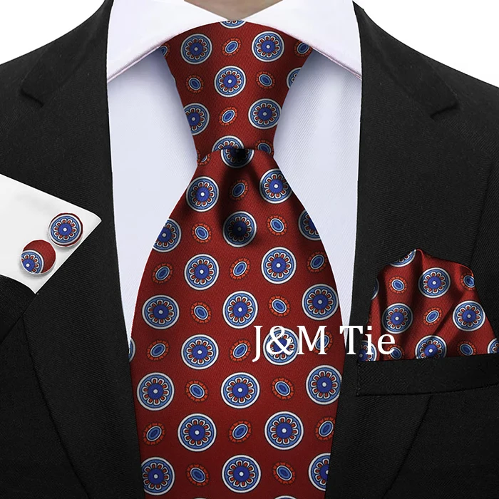 Krawatte für Männer, Einstecktuch-Set, blau, weinrot, weiche Seide, Hochzeitsgeschenk, Krawatte, Anzug, Accessoires, passend für Gruppe, Urlaub, Party, Geschenk – Detail 32