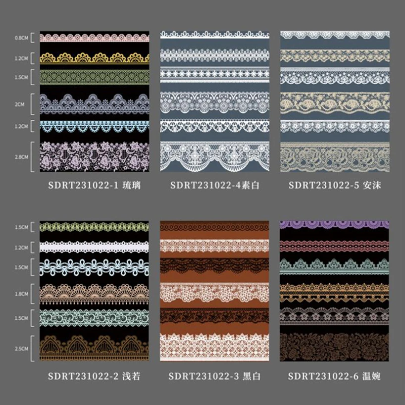 6 Rolls Retro Lace PET Washi Tape Diary Decoration Washitape Cinta Adhesiva Decorativa Scrapbooking Supplies Masking Tape 3