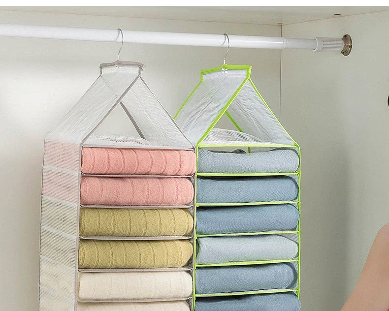 Description Picture 6 of itemLayered Hanging Organizers Wardrobe Organizer Clothes Clothing Storage Pants Hanger Family Dormitory Home Organization Garden