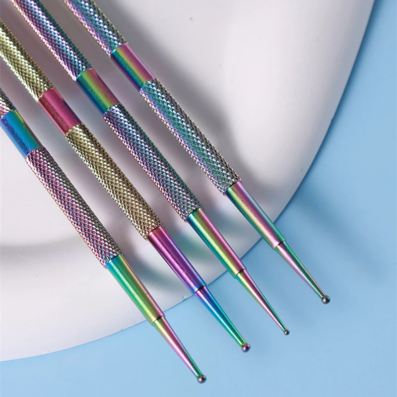 New Stainless Steel 4pcs Nail Art Dotting Pen Dual End Painting Picking Dot Pen Nail Point Rhinestone Painting Manicure Tools 5
