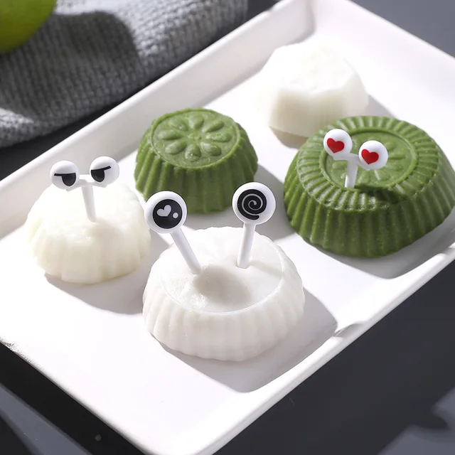 10Db/Set Mini Nyárs Aranyos Rajzfilm Szemek Kawaii Ebéd Bento Box Ételek Gyümölcsök Pálcák Svédasztalos Szendvics Dekoráció Villa - Image 3