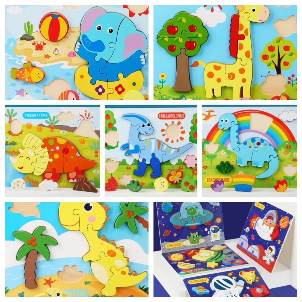 

Dinosaur Cartoon Animal Jigsaw Car Colorful 3d Wooden Puzzle Educational Toys Montessori Baby Wooden Toys Toy for Children