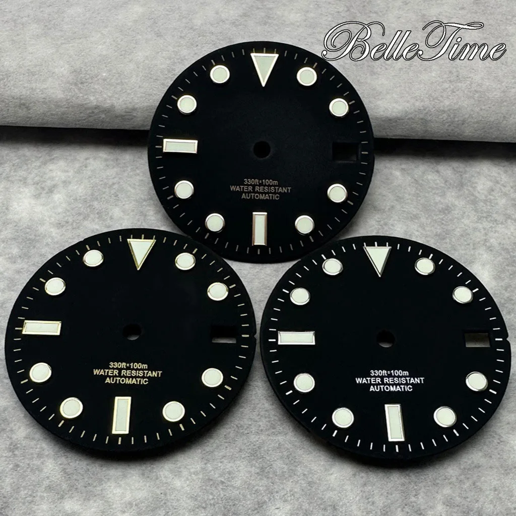 Silver/Gold/Black/Blue/Grey Luminous Date Window Watch Dial, 28.5mm,
