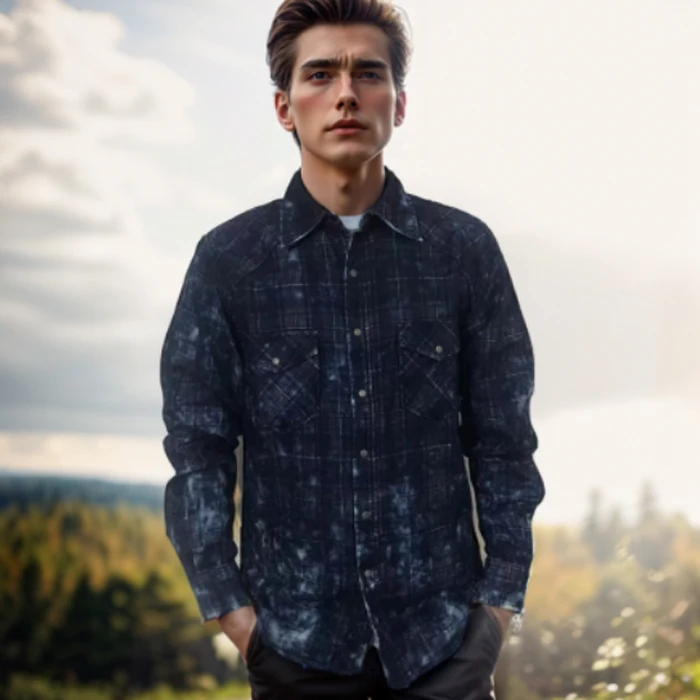 

Men's 100%cotton double yarns shirt Ozone wash western shirt