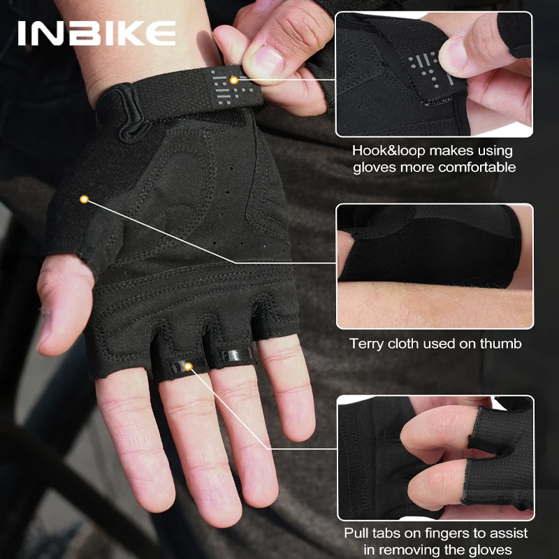 INBIKE Men's Cycling Gloves Half Finger Summer MTB Gloves Shock-absorption Mountain Bike Gym Sports Gloves Cycling Accessories 5