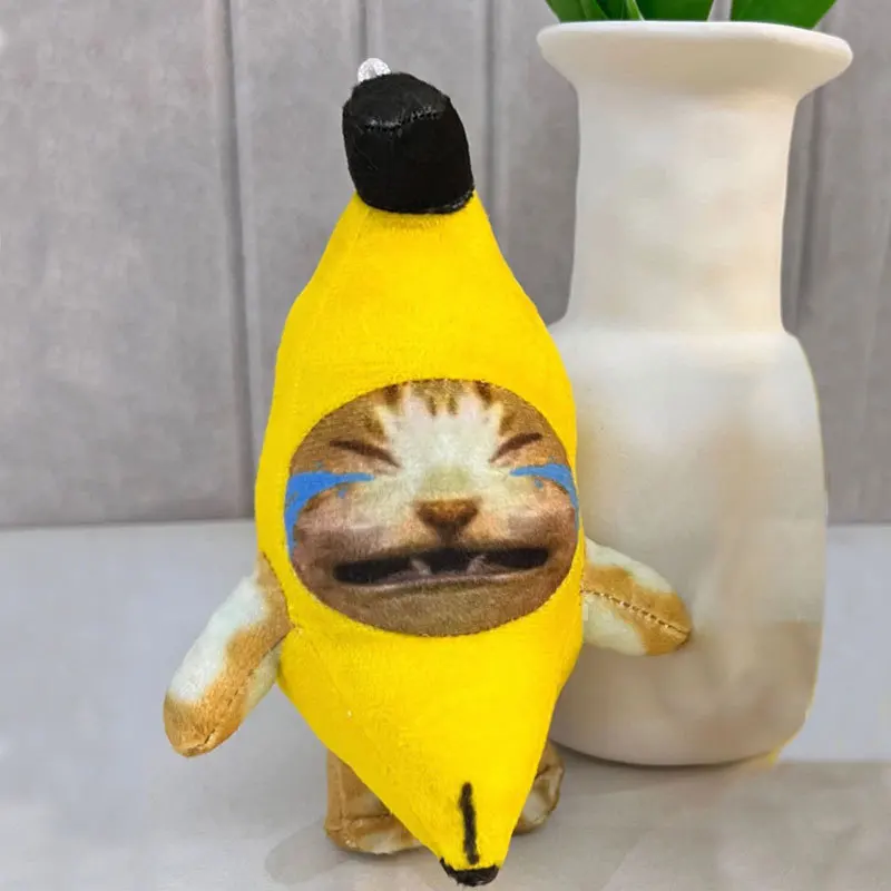 Cat Keychain Banana Cat Doll Pendant Voice Crying Happy 17cm
