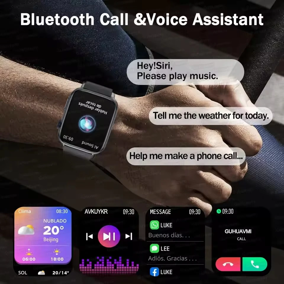 2026 Fashion Man Women New SmartWatch 1.85'' HD AMOLED Screen NFC Bluetooth Call Health Monitor Waterproof Watch For Android iOS 4
