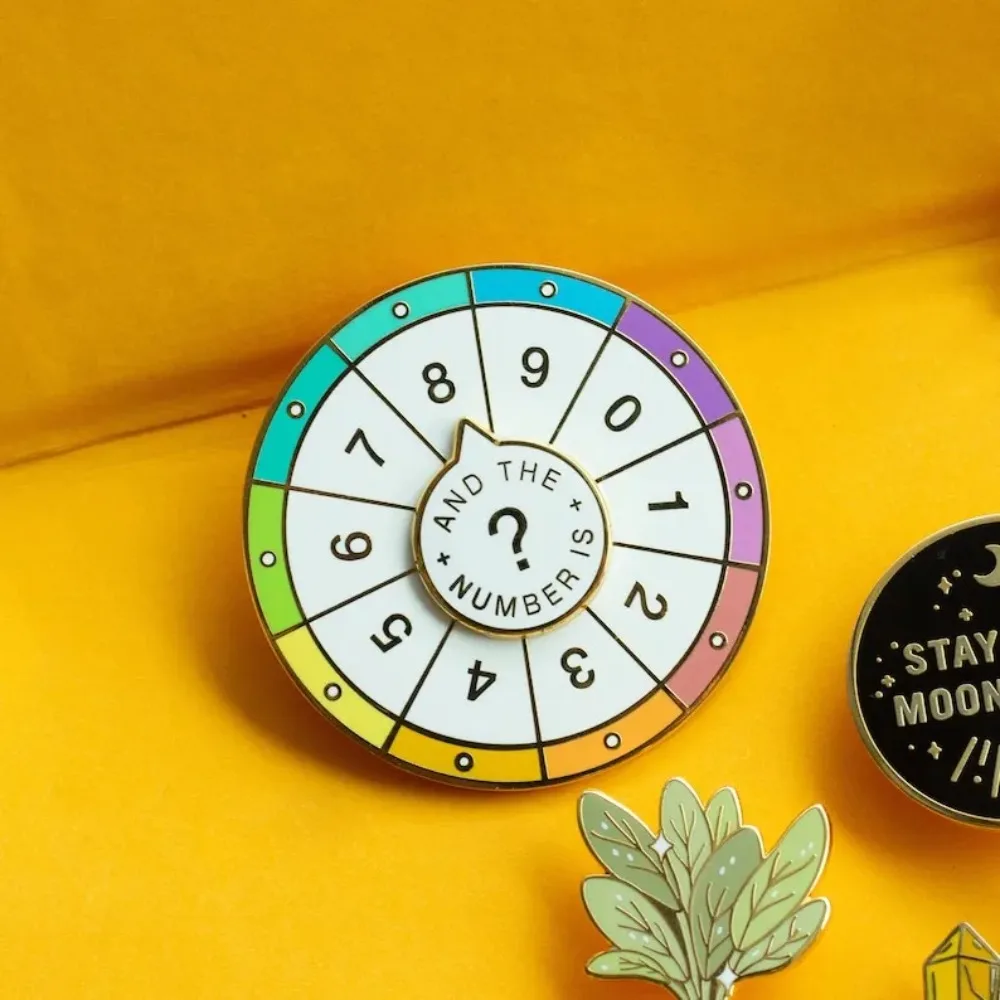 

Spinning Numbers Hard Enamel Pin Wheel Brooch Badge Gifts Interactive
