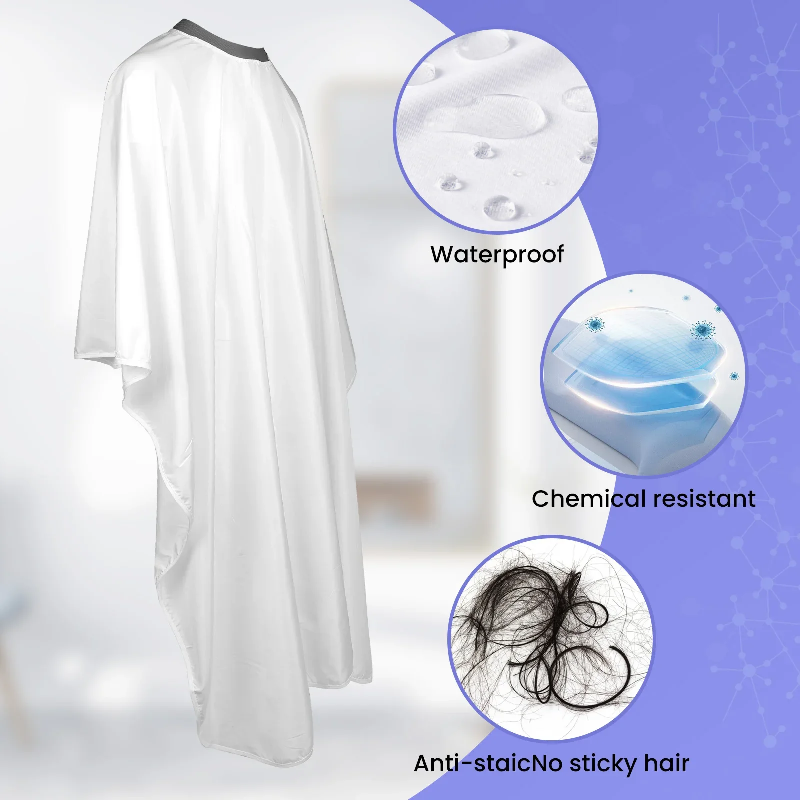 FnLune 블랙 화이트 실리콘 스카프 정전기 방지 미용사 앞치마 커팅 케이프 헤어 살롱 가운 앞치마 가게 이발사 앞치마 액세서리