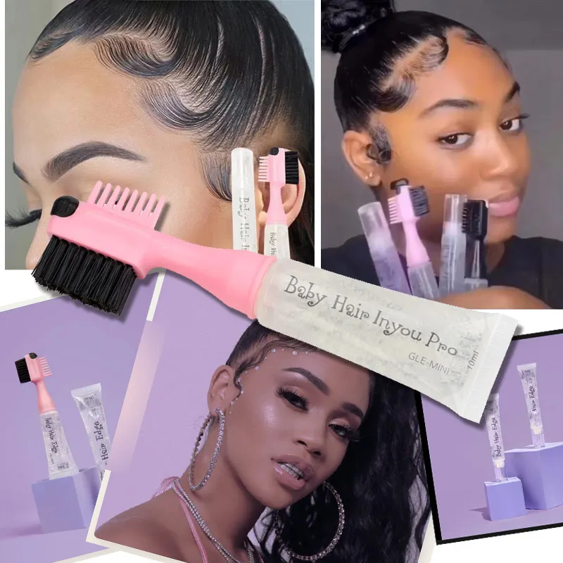 Edge Brush with Gel Dispenser Double Sided Edge Control Hair Comb Brushes for Women Girls Natural Styling Hair Edge Brushes Comb