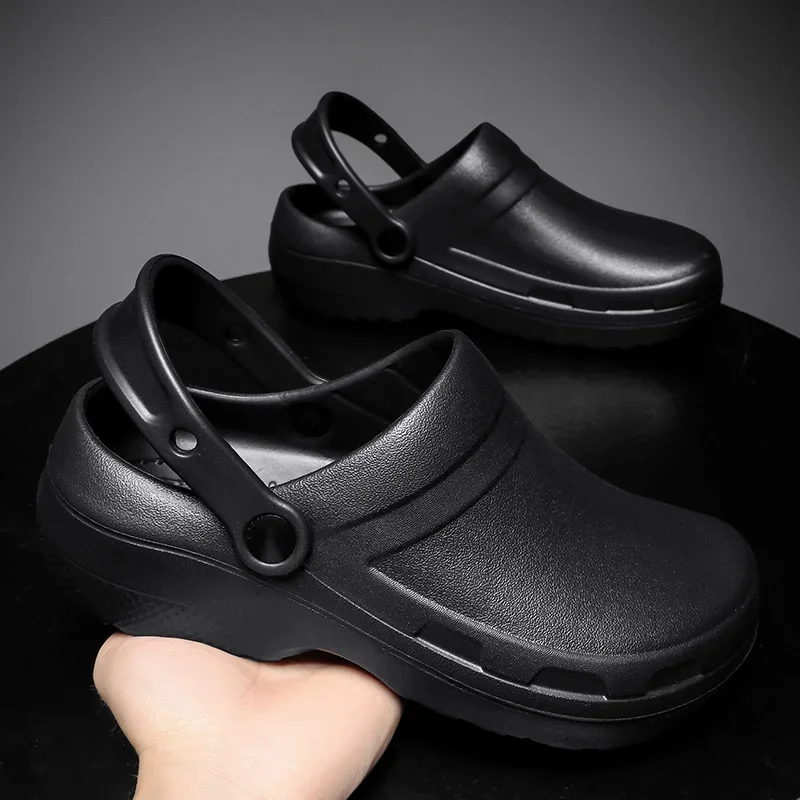 Muži sad dřeváky pánské kuchyň boty water-proof kuchař bota nemocnice práce boty outdoorové pletí clog pláž sandal bačkory