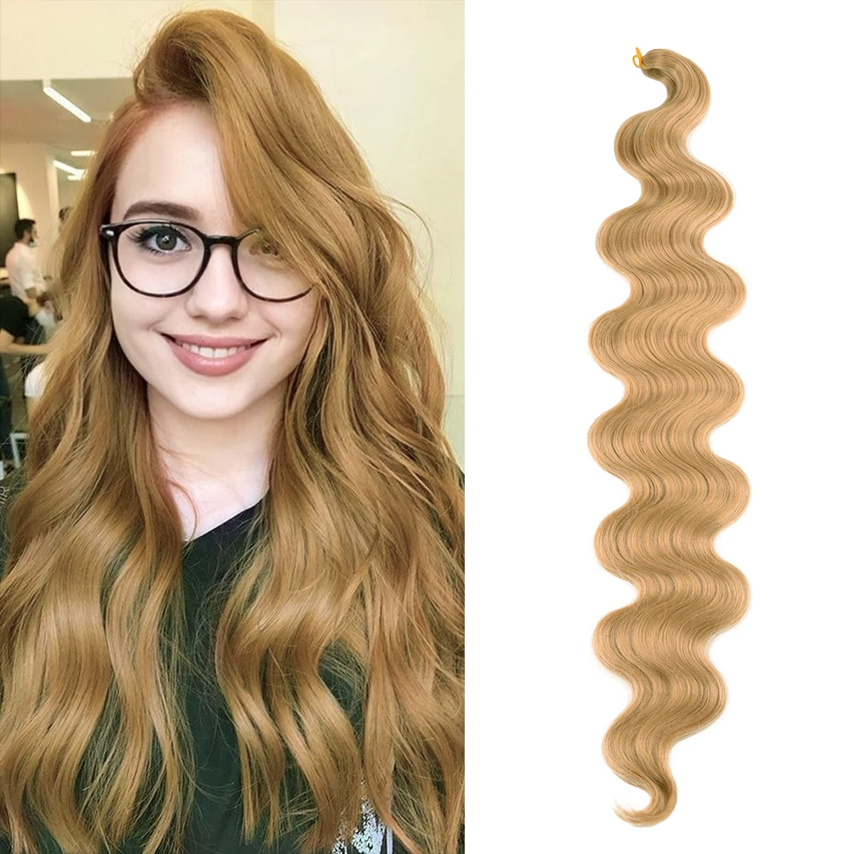 

Synthetic Body Wave Crochet Hair 24 Inch Soft Long Goddess Braids Natural Wavy Deep Ocean Wave Ombre Blonde Hair Extensions