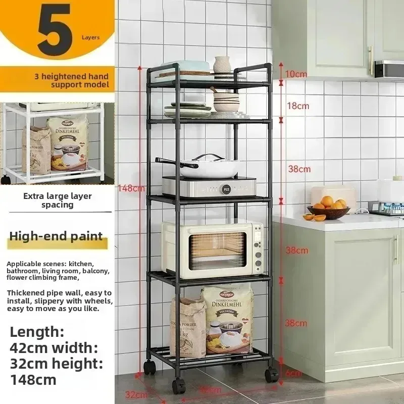 Chariot de rangement mobile pour cuisine, étagère multi-niveaux, organisateur de vaisselle pour réfrigérateur