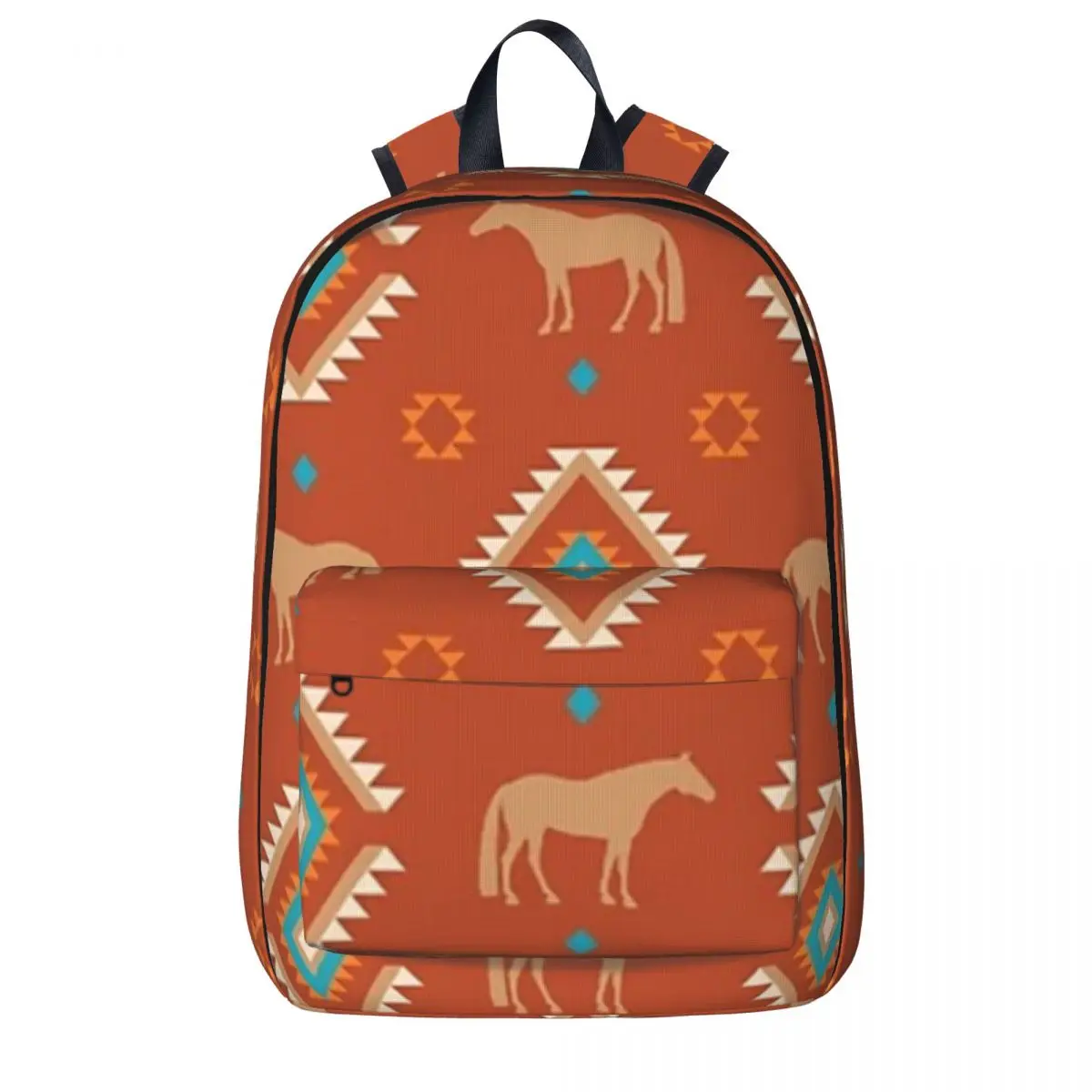 

Southwest Horse Pattern - Rust Backpack Student Book bag Shoulder Bag Laptop Rucksack Casual Travel Rucksack Children School Bag