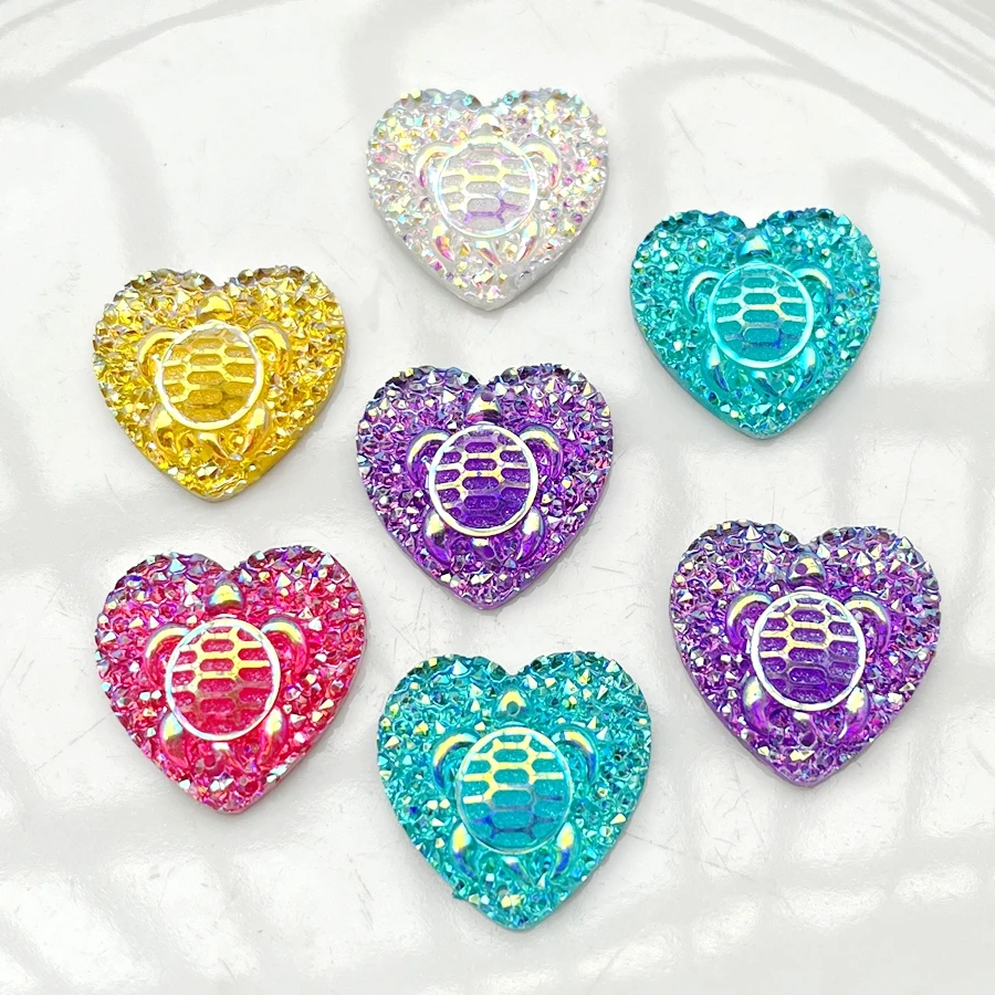 25mm Herzform Schildkröte AB Farbe Flache Rückseite Strass DIY Native Ohrringe Dekorative Accessoires Schmuck Kleidung Strass