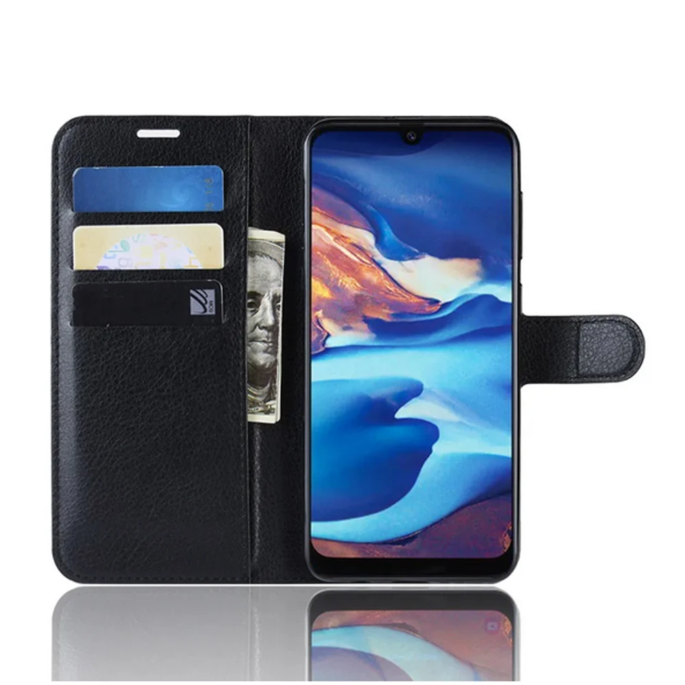 Sleek Leather Wallet Case - Black Flip Pouch with Card Slots