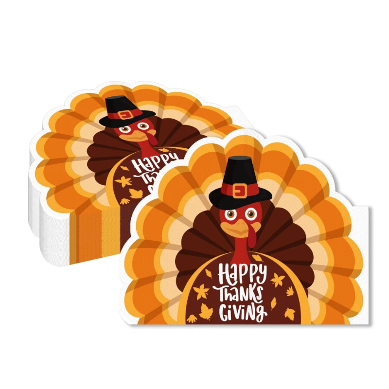 20pcs/Pac 28*36cm Thanksgiving Shaped Paper Napkins Autumn Party Holiday Disposable Paper Napkins Decorative Placemats