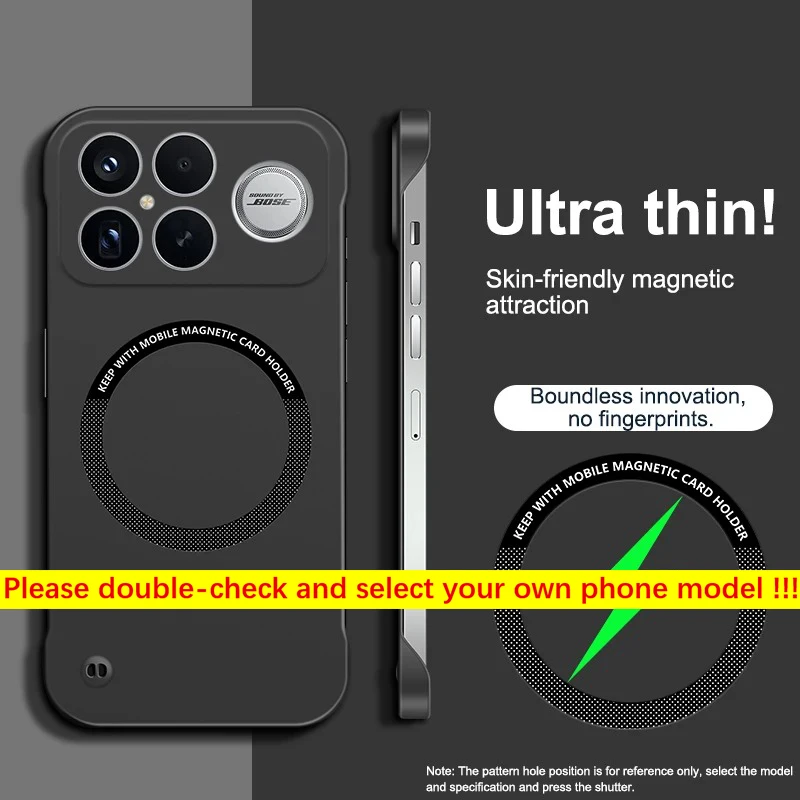 Magnetic Luxury Slim Frameless Shockproof Matte Hard Phone Cover Case