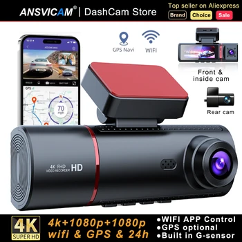 ANSVICAM 4K Dash Cam S330 Max Built-in GPS Wifi Camera Car DVR 3.16”Screen Night Vision 24H Parking Monitor Support Rear Cam 1