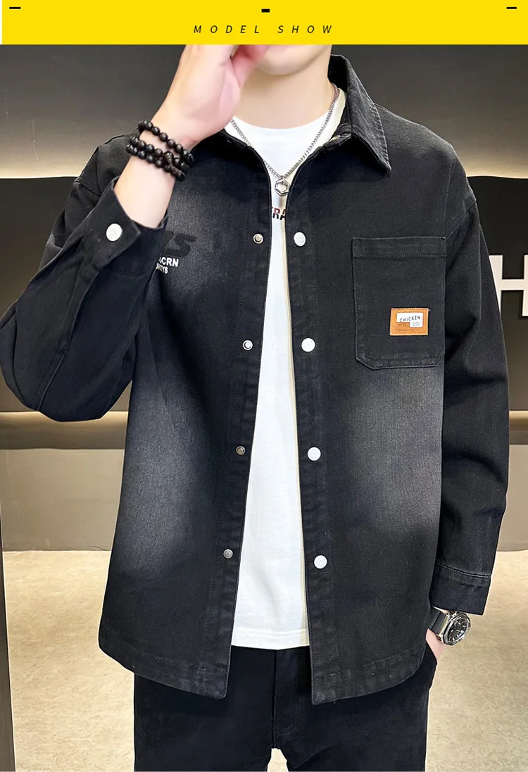 Nuovo2024 giacca in denim di marca alla moda di alta qualità da uomo, versatile, vestibilità slim, semplice, alla moda_voghion.com
