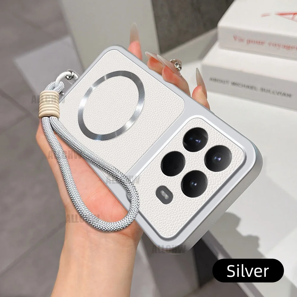Luxury Leather Matte Magnetic Hand Strap Phone Case
