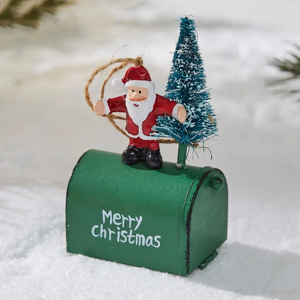 Interesting Metal Christmas Pendant Desktop Bedroom Living Room Santa Claus Mailbox Decoration Holiday Children Couple Gift