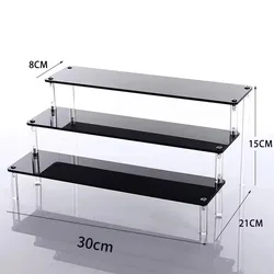 Acrylic Display Riser Rack for Cupcakes, Perfume, Dolls, and Collectibles (Black 3 tier 30x8)
