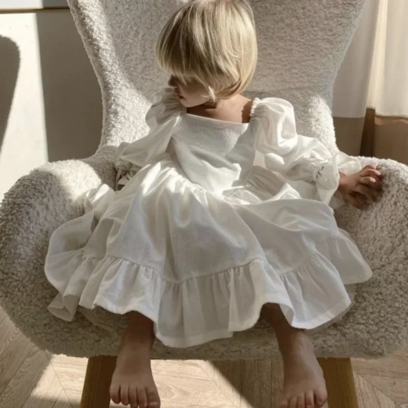Girls Dress 2023 Spring and Autumn Cotton and Linen Lolita Dress Palace Styles Princess Casual Simple Fashionable Sweet Dress - 5
