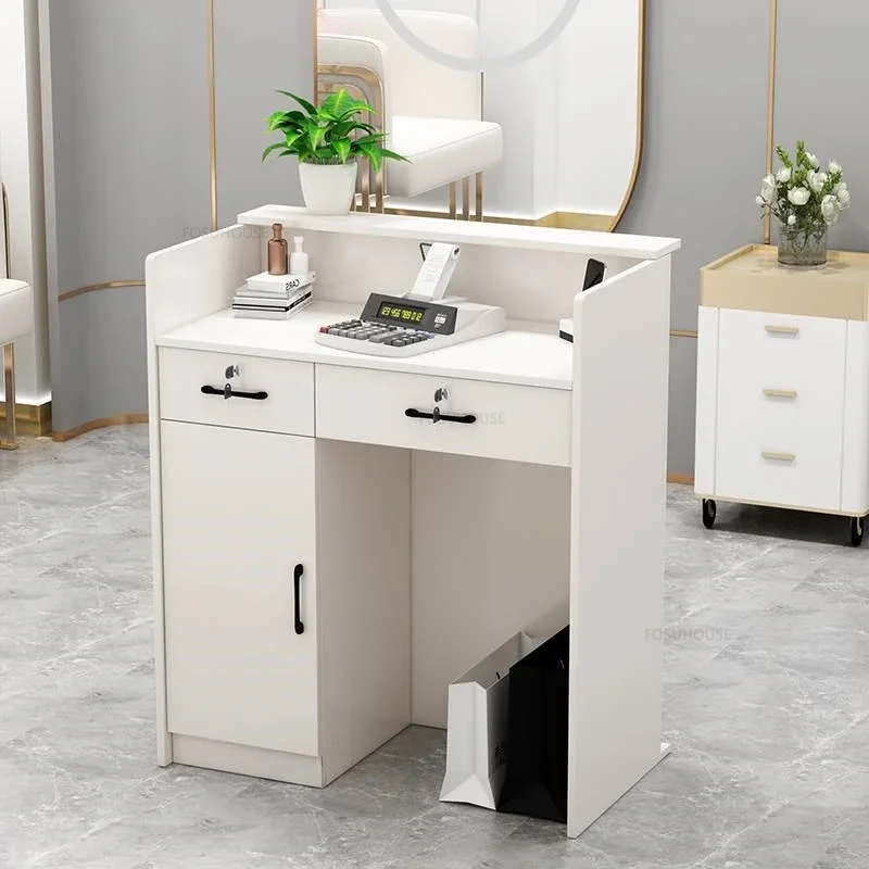Nordic Front Desk Reception Desk for Beauty Salon Bar Table Cashier Counter Shop Small Clothing Store Cashier Office Furniture