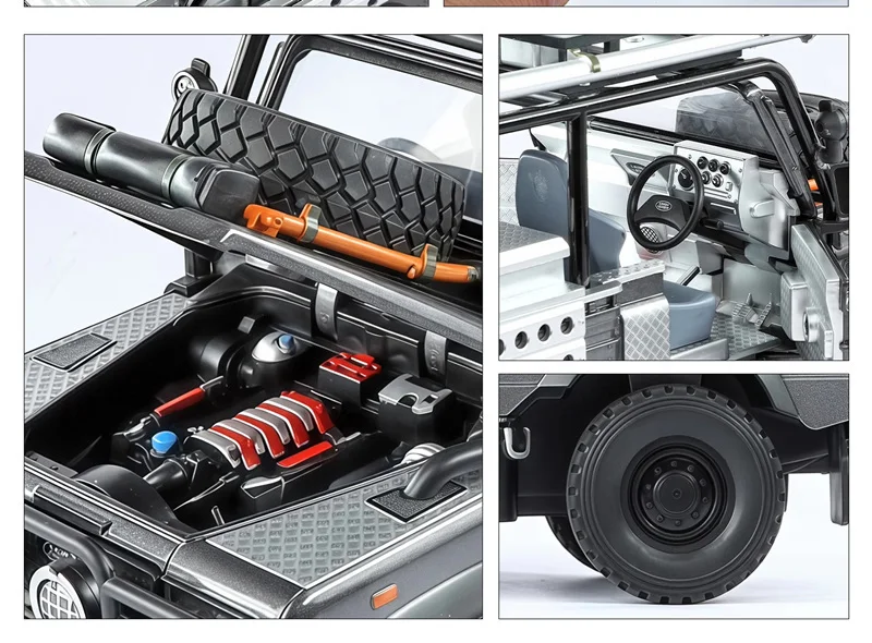 Sdc3b5cd616674610a4023c642a88fefdI 1/24 Land Range Rover Defender 110 Tomb LE Alloy Pickup Car Model Diecasts Off-road Vehicles Car Model Sound Light Kids Toy Gift