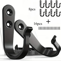 Heavy - Duty Iron Wall - Mounted Coat Hooks - Set of 24, Anti - Rust Finish (8 hooks   16 screws)