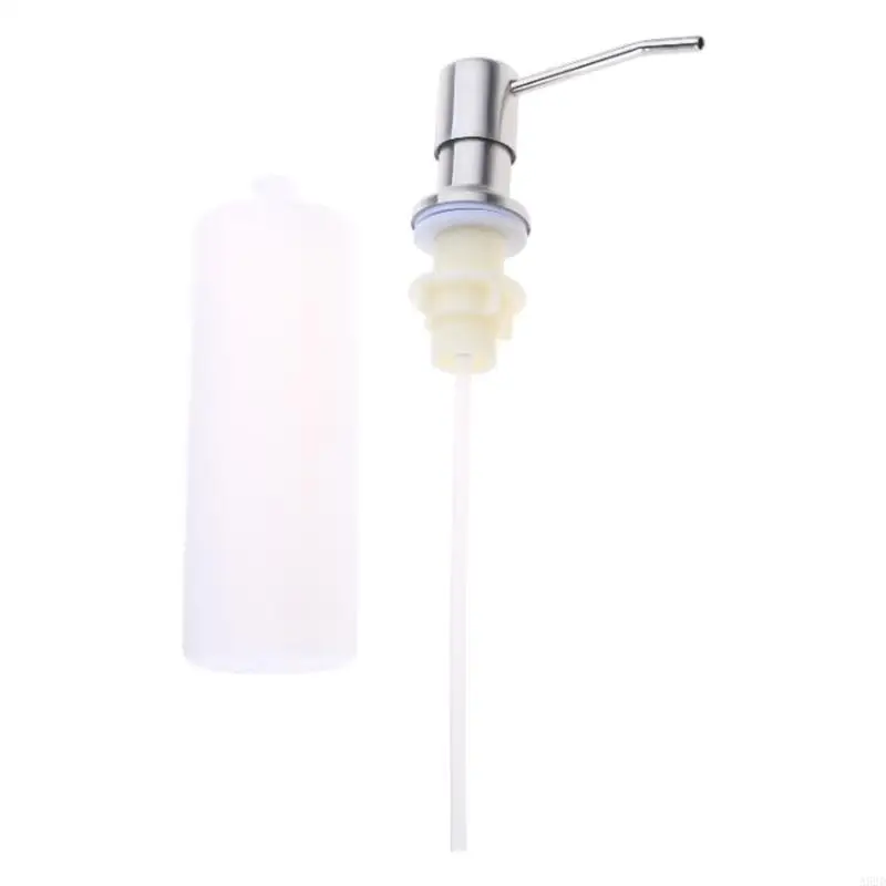 A52D Convenient Dish Soap Dispenser Stainless Steel Head with Flexible Silicone Tube