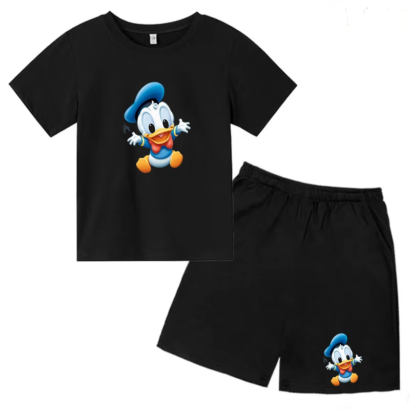 

Donald Duck Disney T-shirt Charming Casual Brand Kids Holiday Gift Boys Girls Shirt Top + Shorts 2P Summer Anime Baby Clothes