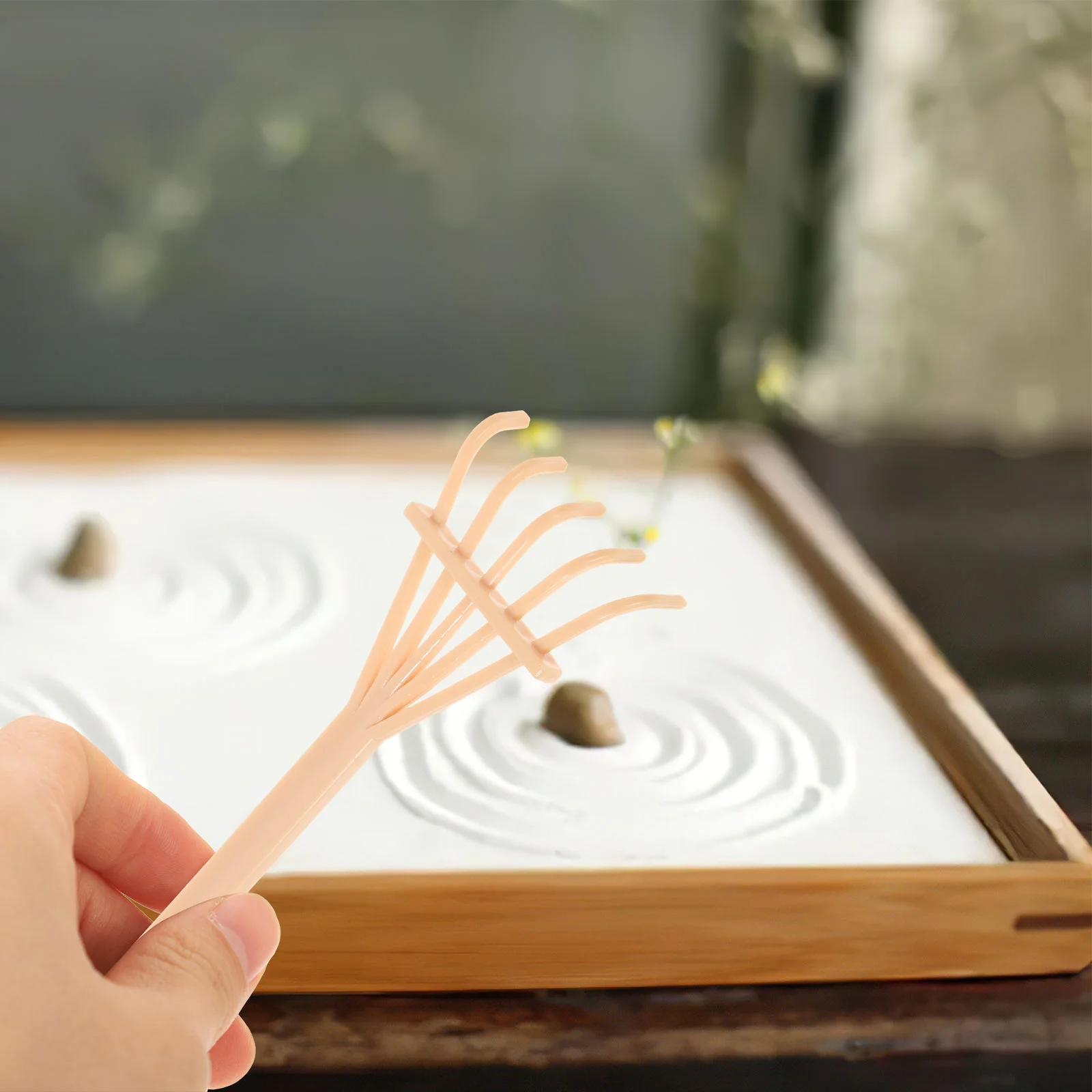 Mini Zen Garden for Desk Sand Rake Set Table Accessories Sandbox Small Rakes Toy 5