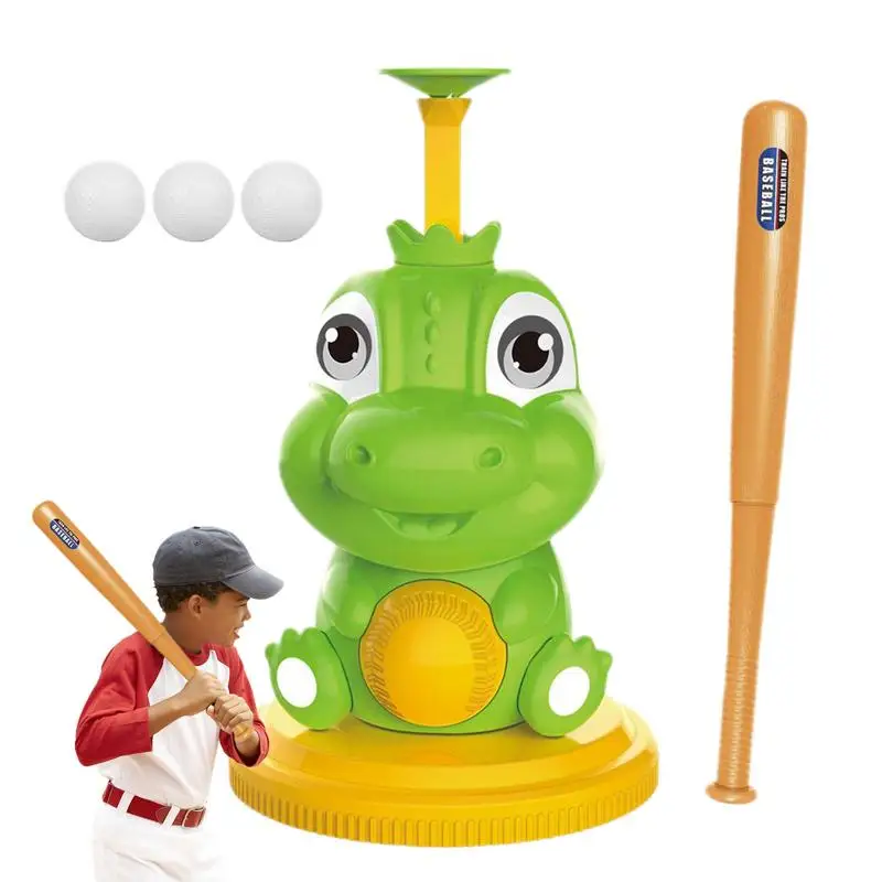 

Baseball Tee Popper Cartoon Dinosaur Baseball Pitching Machine Toddler Sports Toys Multipurpose Creative Batting Practice Toys