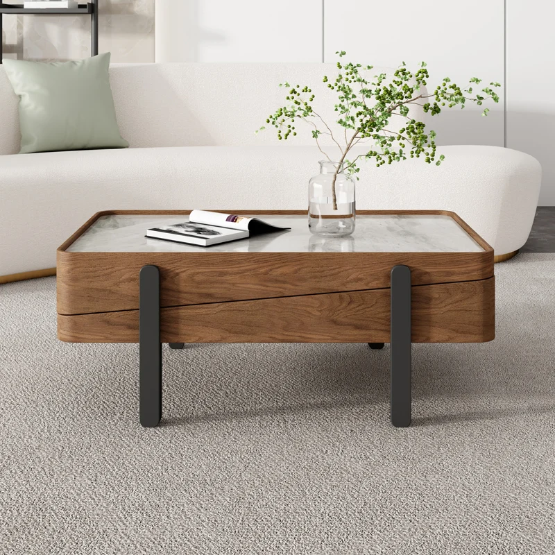 

Nordic slate tea is used for small apartments, light luxury, minimalist square, high and low combination