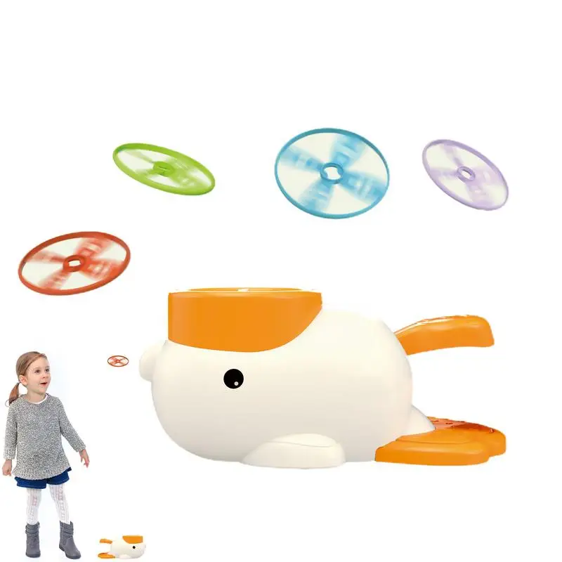 Flying Disc Catching Toy Duck Design Launcher Toy Kit Step-on Flying Saucer Launch Set Outdoor Toys For Boys Girls