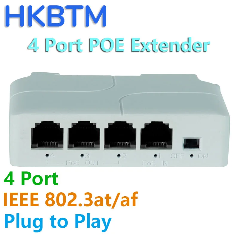 Poe extender HKBTM 4 Port Waterproof for IP Port Transmission for POE Switch NVR IP Camera