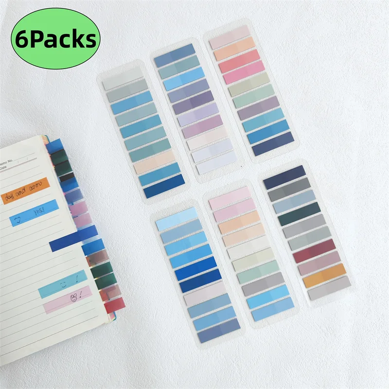 6 Packs 1200 Sheets Transparent Sticky Notes Self-Adhesive For Annotation Books Clear Notepads Memo Bookmarks Pad Tabs 3