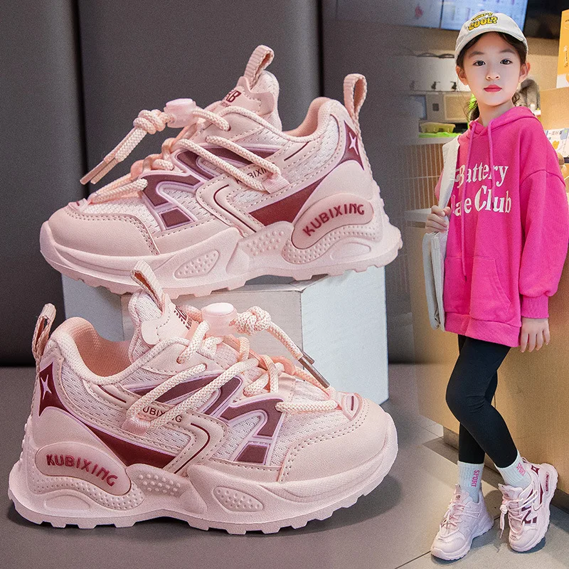 

Детские весенние кроссовки для мальчиков и девочек, детская дышащая сетчатая обувь для подростков, искусственная мягкая нескользящая обувь, 2024