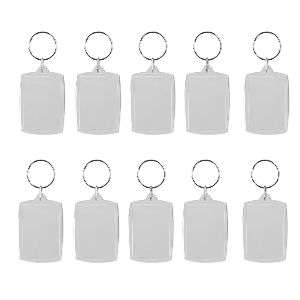 

Photo Keychain Rectangle Transparent Blank Acrylic Insert Photo Picture Frame Keyring Key Holder DIY Split Ring