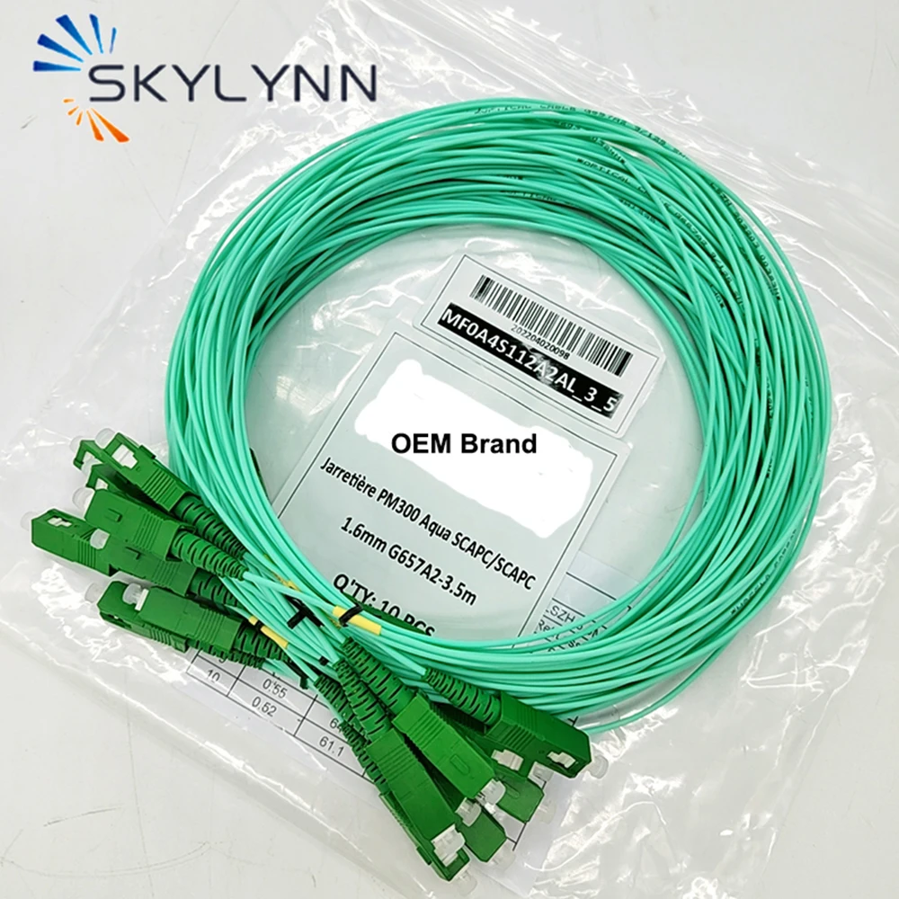 50/100 PCS 3.5 Meter SC/APC Single Mode G657A2 SX 1.6mm LSZH Aqua Blue Jacket With Yellow Socket For FTTH Technician D1 D2 D3