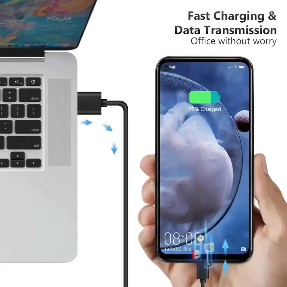 USB-C to Type-C Power Switch Cable with Fast Charging and Data Transfer