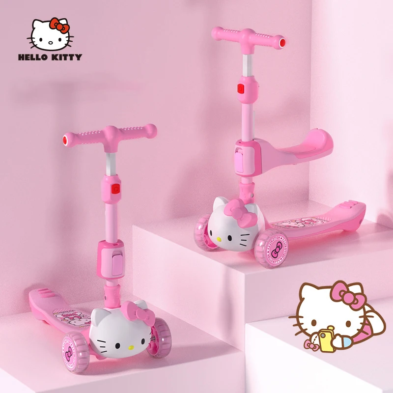 Sanrio Hello Kitty Children Scooter 3 Wheel Flash Scooter 212 Year Kids Adjustable Height