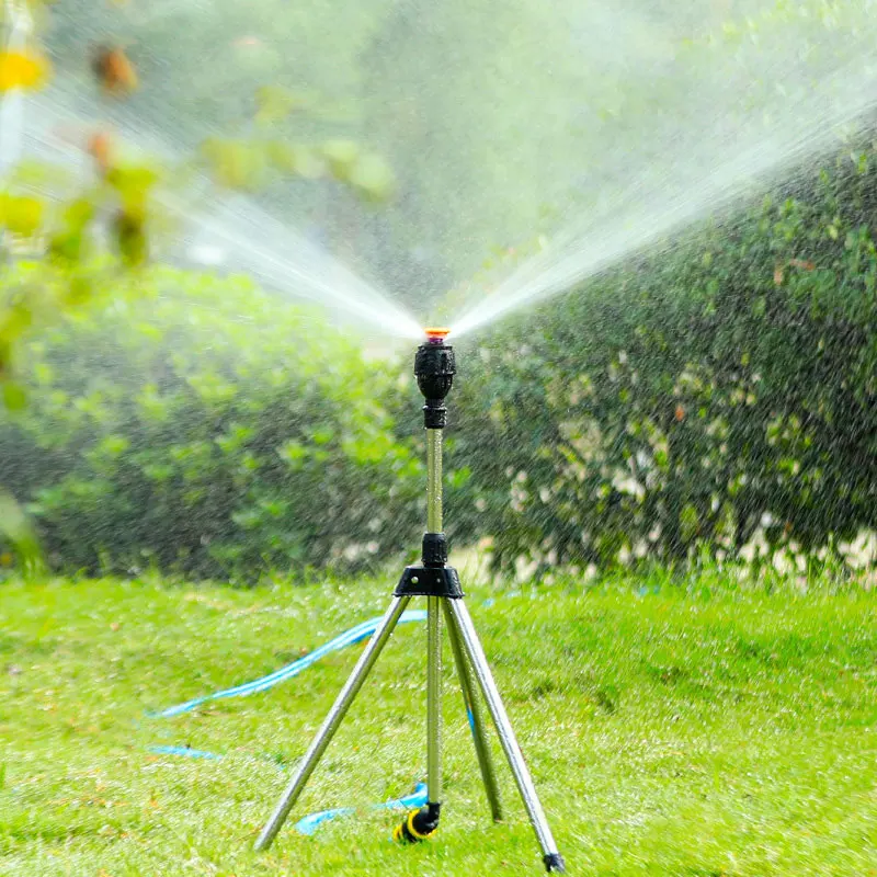 

360 Automatic Rotating Sprinkler Head with Telescopic Tripod Rotary Irrigation Sprayer Outdoor Garden Lawn Watering Sprinkler