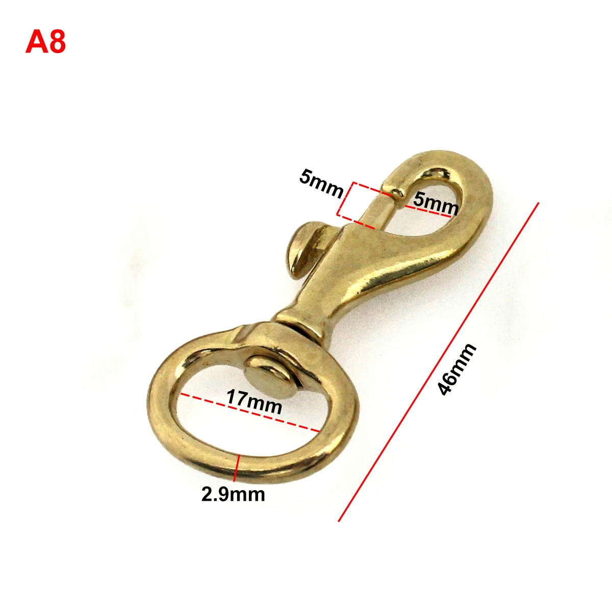 1pc Solid Brass Trigger Clips Swivel Eye Snap Hooks Sewing Leather Craft  Accesso