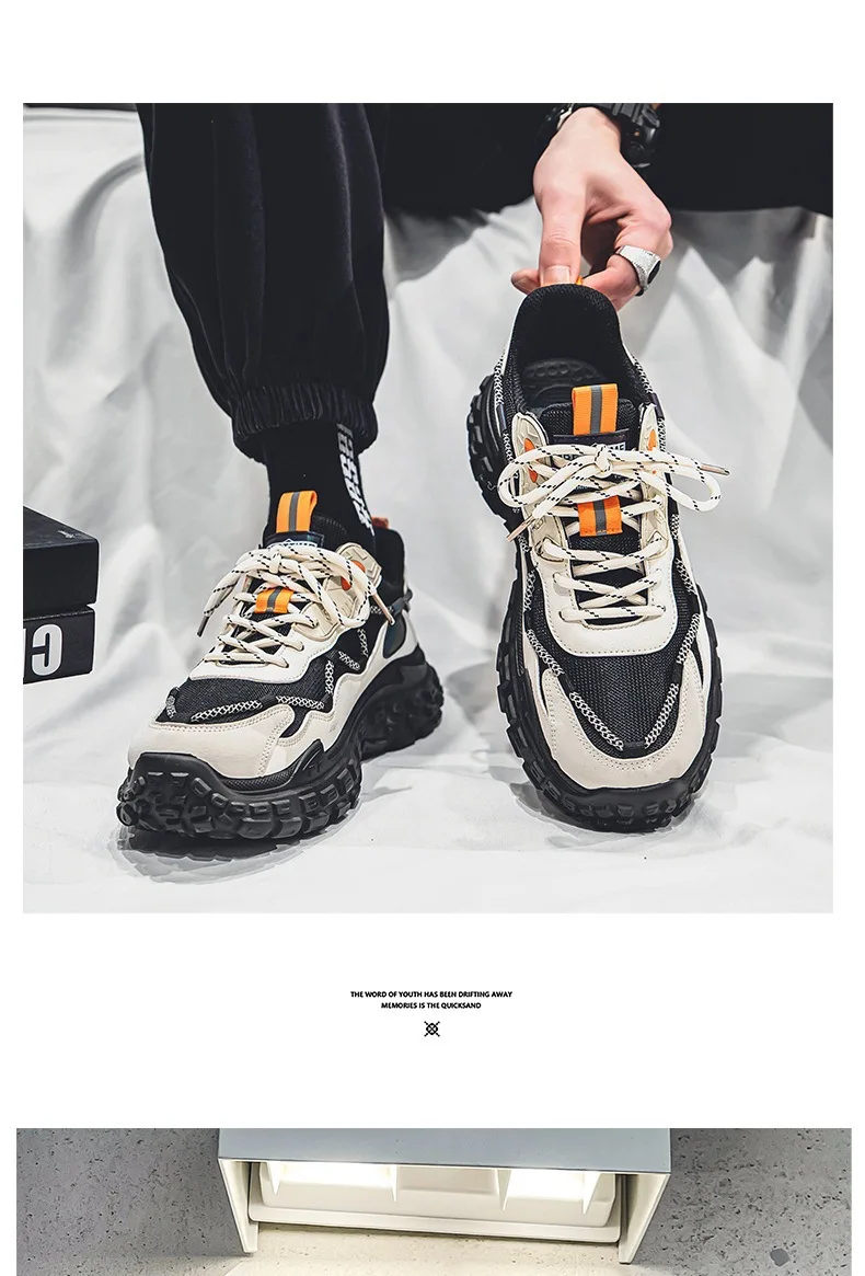 Description Picture 3 of itemMen's Fashion Shoes Men's Casual Shoes Tire Bottom Lace-up Sole Men's Shoes Thick-soled Outdoor Sports Shoe for Men Size 39-44