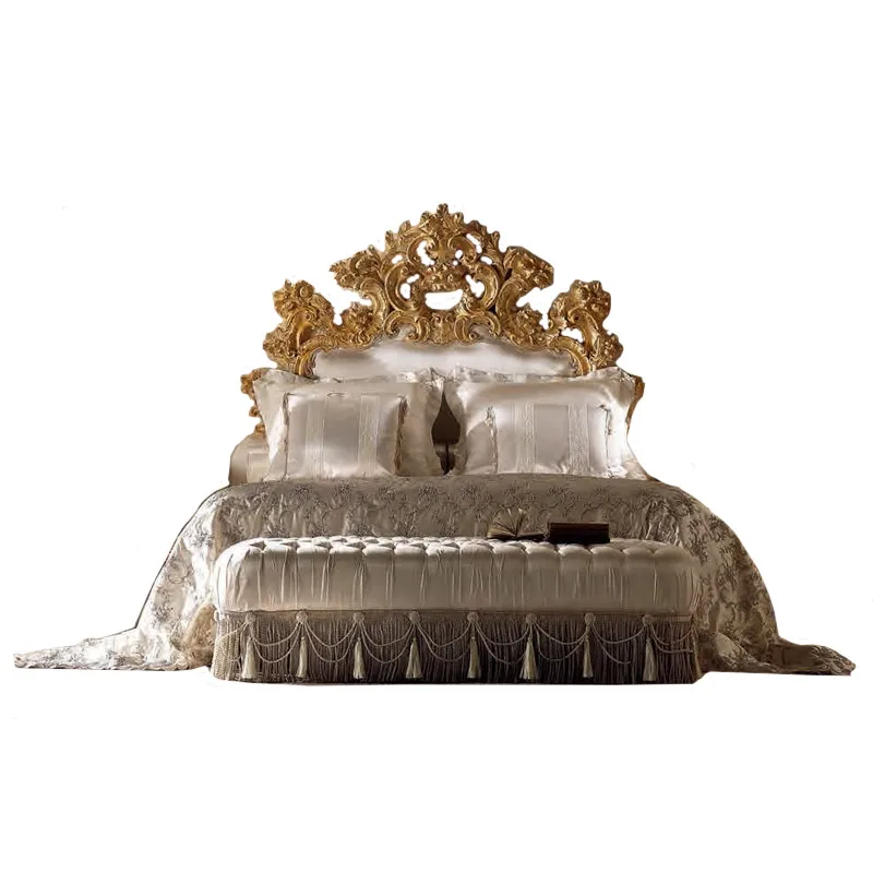 

King bed French court noble bed Italian wedding bed Luxury double bed Solid wood carved bed