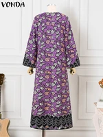 VONDA Bohemian Party Dress Elegant Women Printing Sundress Vintage Flare Long Sleeve Maxi Vestidos Oversized O-Neck Robe Femme - Image 5